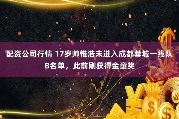 配资公司行情 17岁帅惟浩未进入成都蓉城一线队B名单，此前刚获得金童奖